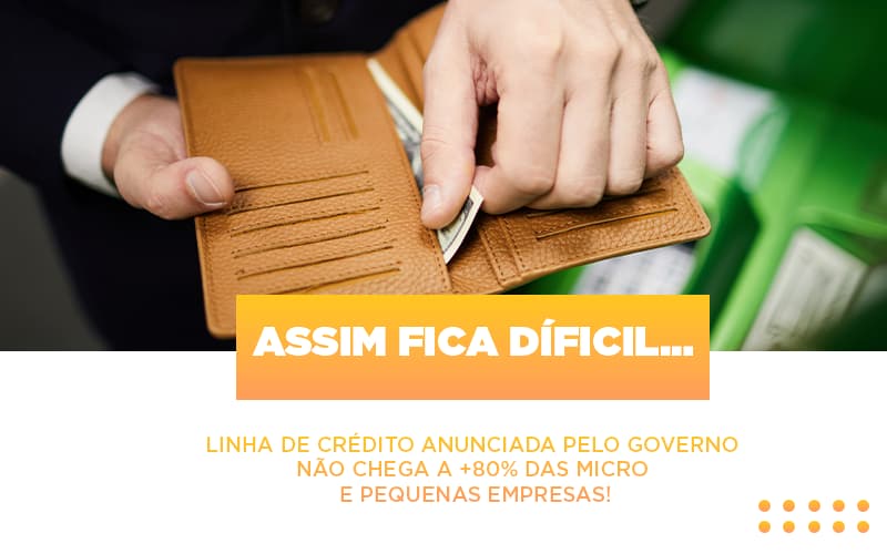 Assim Fica Díficil… Linha De Crédito Anunciada Pelo Governo Não Chega A +80% Das Micro E Pequenas Empresas! - Contabilidade em Presidente Epitácio - SP | @ellenreginacontadora