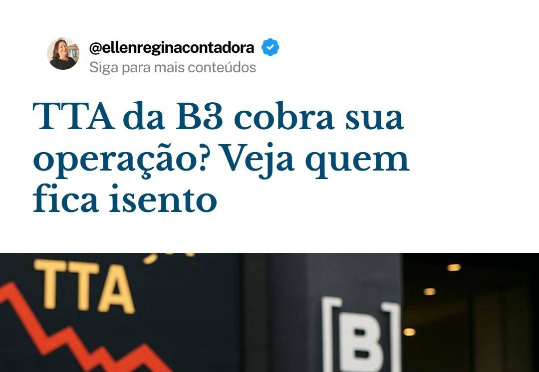 Tta Da B3 Cobra Sua Operação Veja Quem Fica Isento - Contabilidade em Presidente Epitácio - SP | @ellenreginacontadora